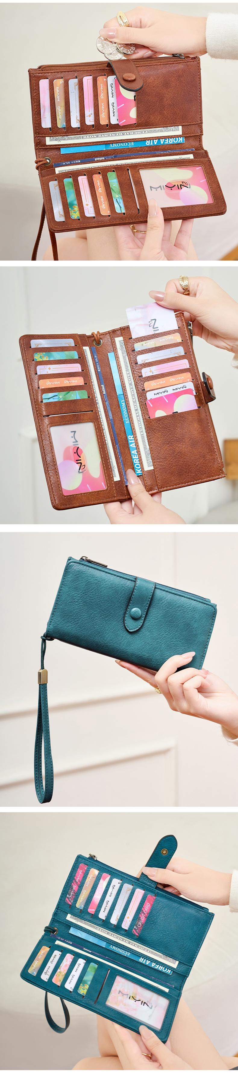 Women's RFID Blocking Wallet, Dual-Fold Zipper Coin Pouch, Wrist Strap, ID Window, Compact Durable Design, Fashion Accessory, Casual Trendy Wallet, RFID Blocking Purse