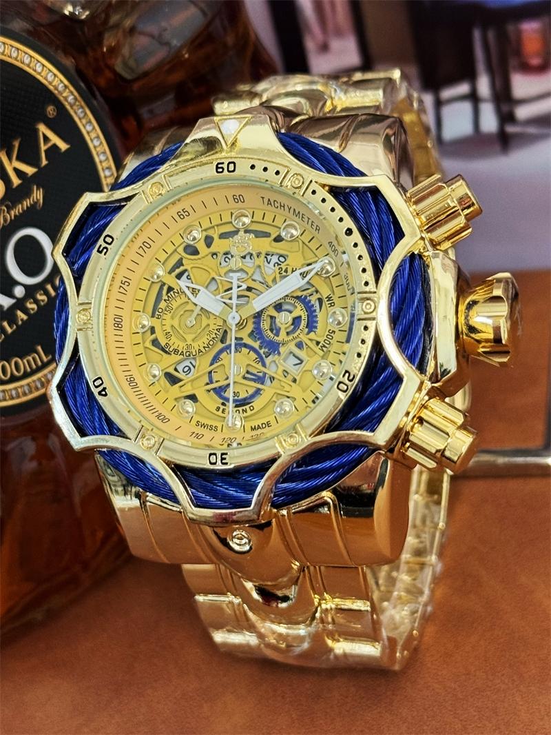 Luxury Men's Watch High Aesthetic Light Luxury Fashion Casual Versatile Punk Style Stainless Steel Large Dial Gift Box Included High End Watch