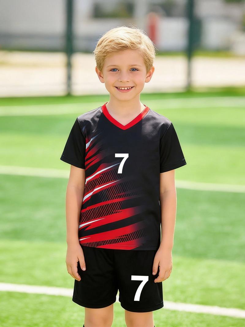 Children's football jersey and shorts set, Sports clothing set - Lightweight and breathable sportswear, with team number 7 and name RONALDO, machine washable, suitable for boys, ideal for football practice and outdoor activities