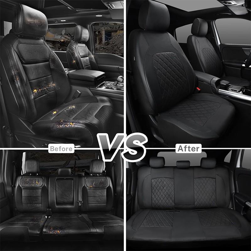 Universal Deluxe Pu Luxury Vinyl Faux Leather Car Seat Covers Full Set, Airbag Compatible, Breathable, Fit for Cars, Trucks, SUV