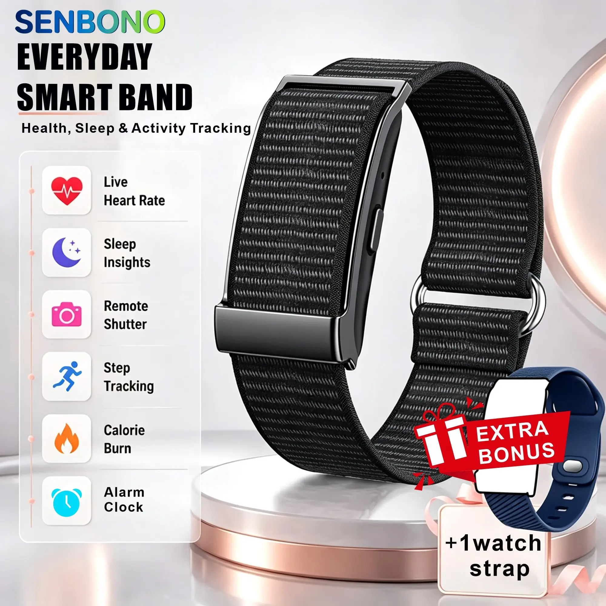 2026 New Screenless Ultra-Long Battery Smart Wristband, Screenless Smart Bracelet, Unisex, Pedometer, Multiple Sports Modes, Health And Fitness Tracker with a Lightweight Design, Sleep Monitoring, Compatible with iOS & Android