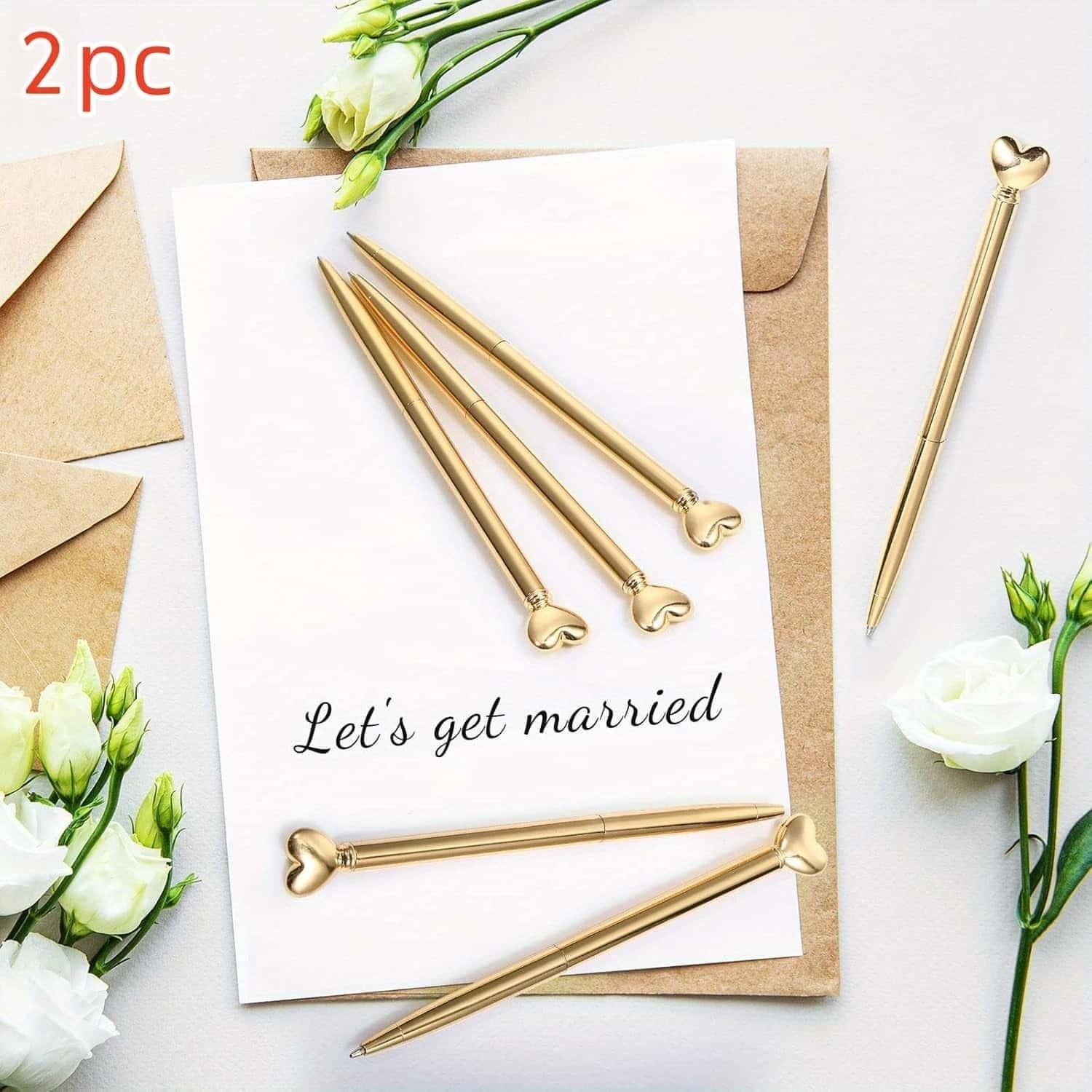 Heart-Shaped Retractable Metal Pen Set, Smooth Ink, Medium Tip, Comfortable Grip, Rotating Closure, Ideal for Office & Gifts