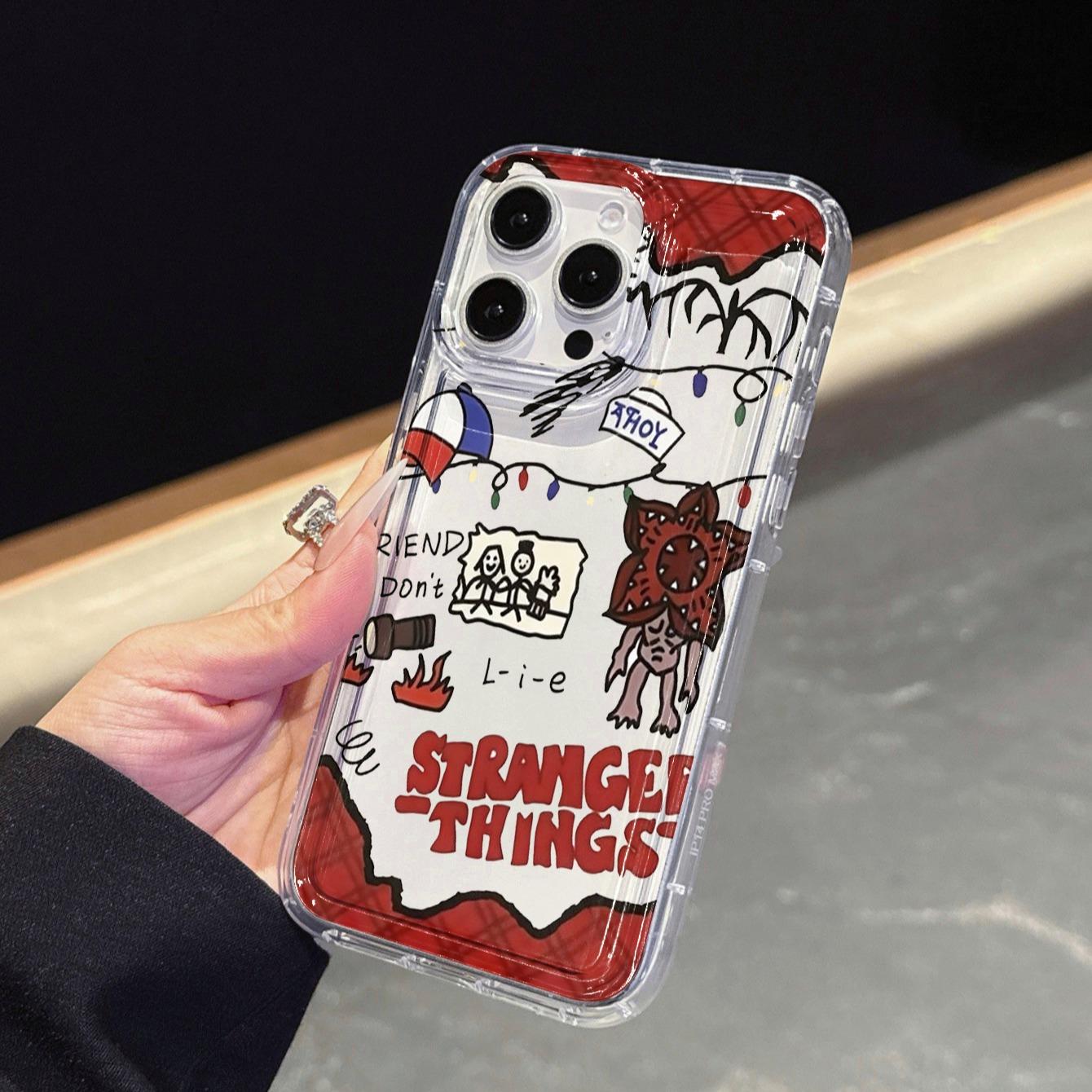 Transparent Shockproof Phone Case for Apple & Samsung, Stranger Things Pattern, Fits Air 17 Pro Max Plus 15 14 13 12 11 X XR