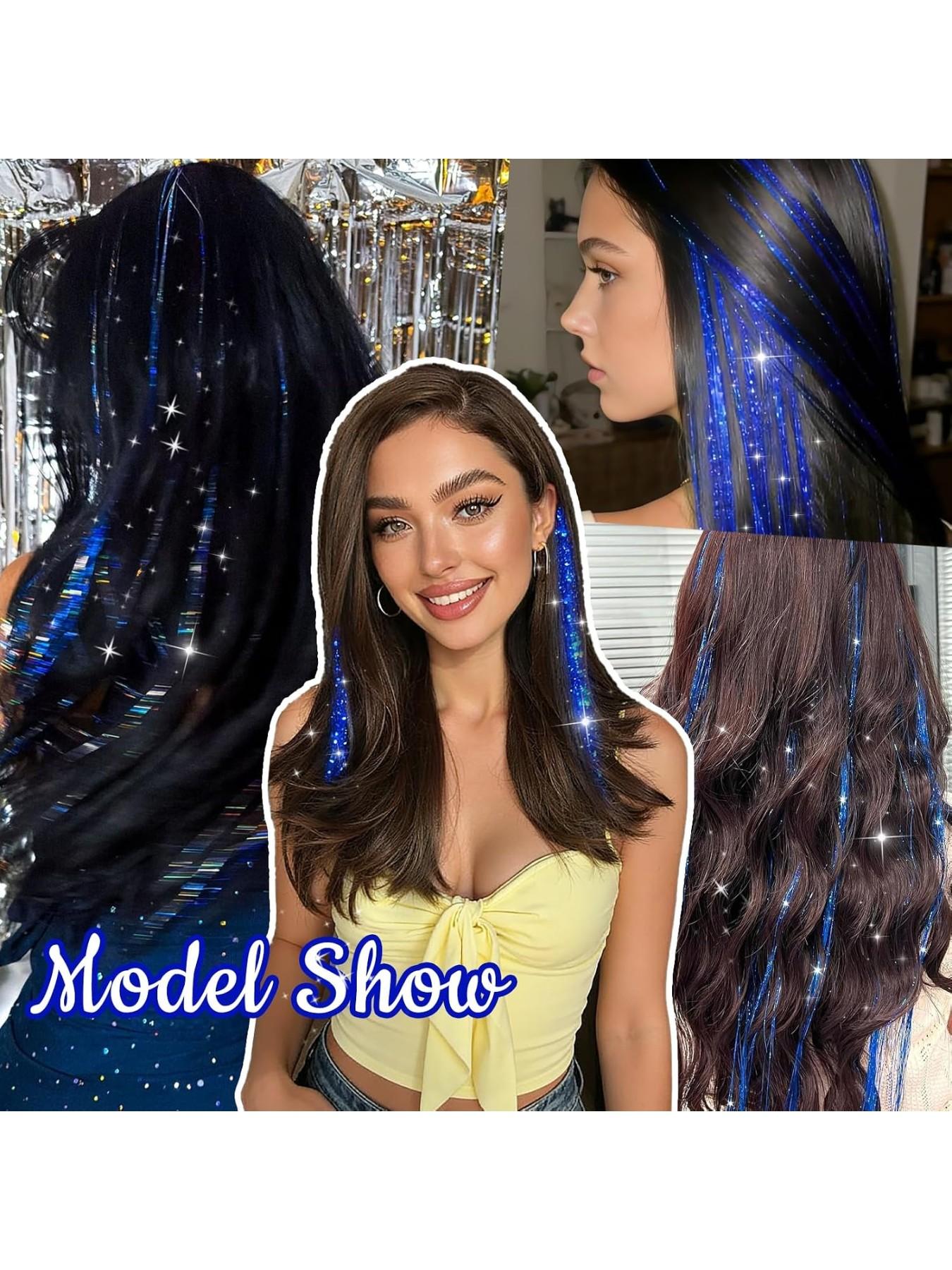 Rainbow Hair Tinsel Pack of 12 Pcs Clip in Hair Tinsel 20 Inch Glitter Tinsel Hair Extensions, Festival Tinsel Fairy Hair Extension Party Dazzle Hair Accessories Strands Kit Clip on Hairpieces Rainbow Hair Tinsel Pack of 12 Pcs Clip in Hair Tinsel 20 Inch Glitter Tinsel Hair Extensions, Festival Tinsel Fairy Hair Extension Party Dazzle Hair Accessories Strands Kit Clip on Hairpieces