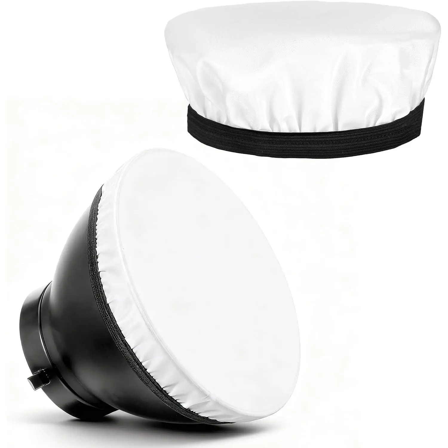 7"/18cm Light Diffuser, 2 count White Standard Cloth Diffuser Lamp Sock Soft Cover for Studio Strobe Reflectors Ring Lights Flash Lights Standard Reflector