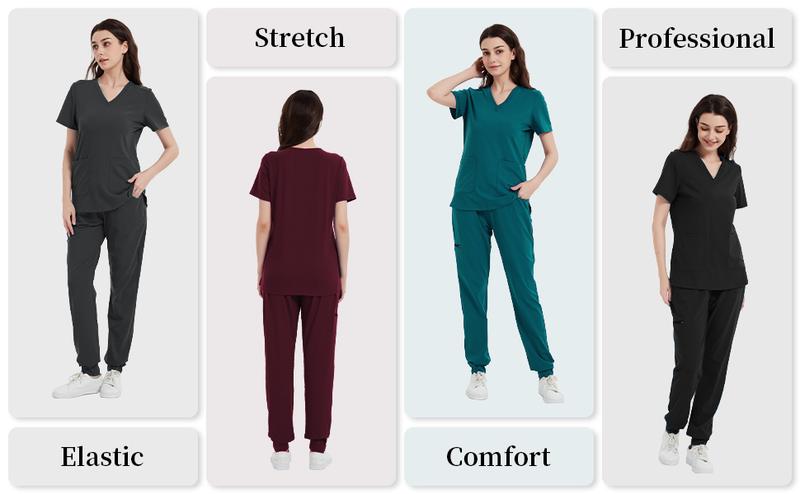 Scrub Tops for Women V-Neck Classic Fit with Two Pockets for Medical Uniforms Four-Way Stretch, Anti-Wrinkle Scrub Tops for Women V-Neck Classic Fit with Two Pockets for Medical Uniforms Four-Way Stretch, Anti-Wrinkle