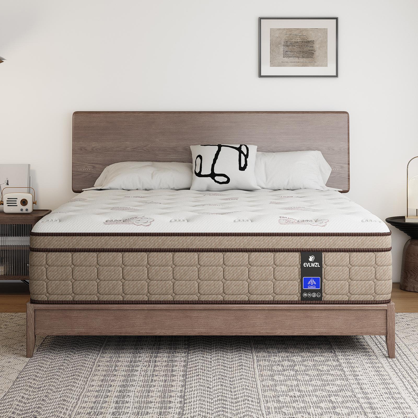 【EVLWZL】12 Inch Twin, Full, Queen, King Mattress Memory Foam And Spring, Hybrid MattressMedium Firmness, Lumbar Support, For Home Rooms Hotels, Boxed Halloween ChristmasGift Furniture Ergonomic queen size mattress Interior Modern queen size mattress