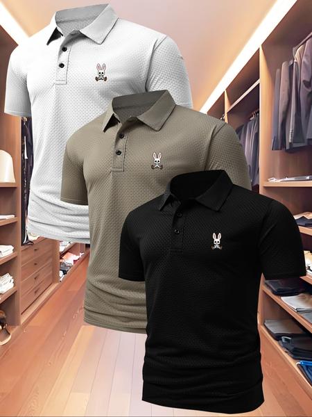 Men's High-End Golf Polo Shirt, Summer Casual Fitted Short Sleeve Top with Quick-Dry Fabric, Outdoor Sports & Leisure Wear, Perfect Birthday Gift, Golf Casual Style!