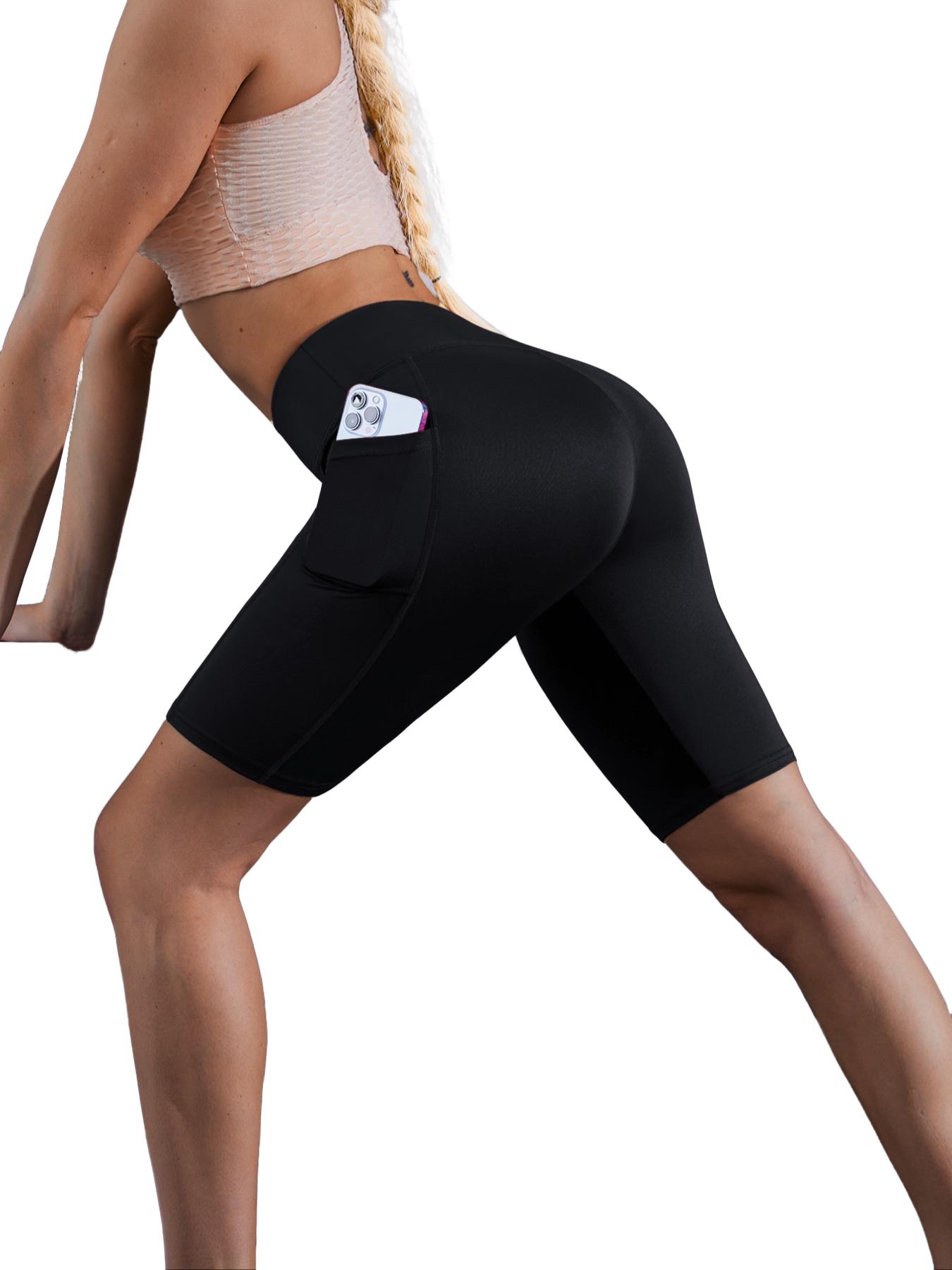 Summer Clearance Sale Ladies' Tight-fitting Sports Shorts, Running Yoga Shorts, Yoga Pants, High Waist  Tummy Control Shorts with Pockets, Suitable for Outdoor Walking, Fitness, and Indoor Casual Wear