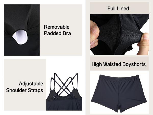 Holipick Women Plus Size Two Piece Tankini Swimsuit Tummy Control Bathing Suits Blouson Tankini Top with Boy Shorts Holipick Women Plus Size Two Piece Tankini Swimsuit Tummy Control Bathing Suits Blouson Tankini Top with Boy Shorts