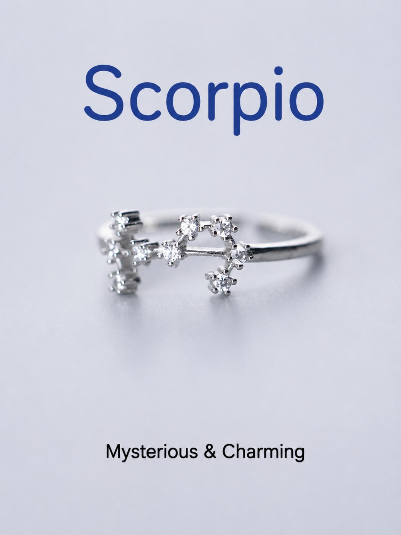 12 Zodiac Constellation Rings Set, Adjustable Open Star Sign Rings, Silver Tone Astrology Jewelry for Women, Fashion Ring