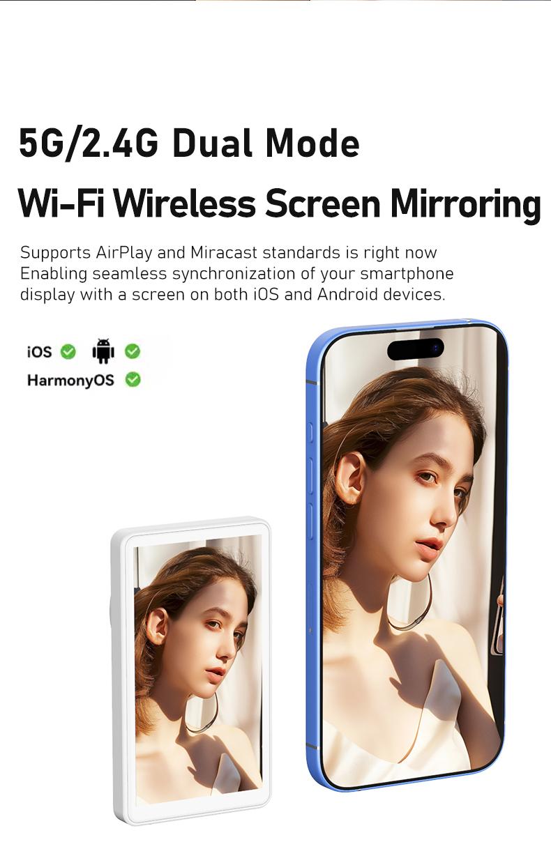 Magnetic Vlog Selfie Monitor Screen for Iphone & Samsung, with Magnetic Phone Holder Clip Mount, Using Phone Rear Camera for Selfie Vlog Live Stream TikTok, Cellphone Smartphone Stand Ts1 Pro Black