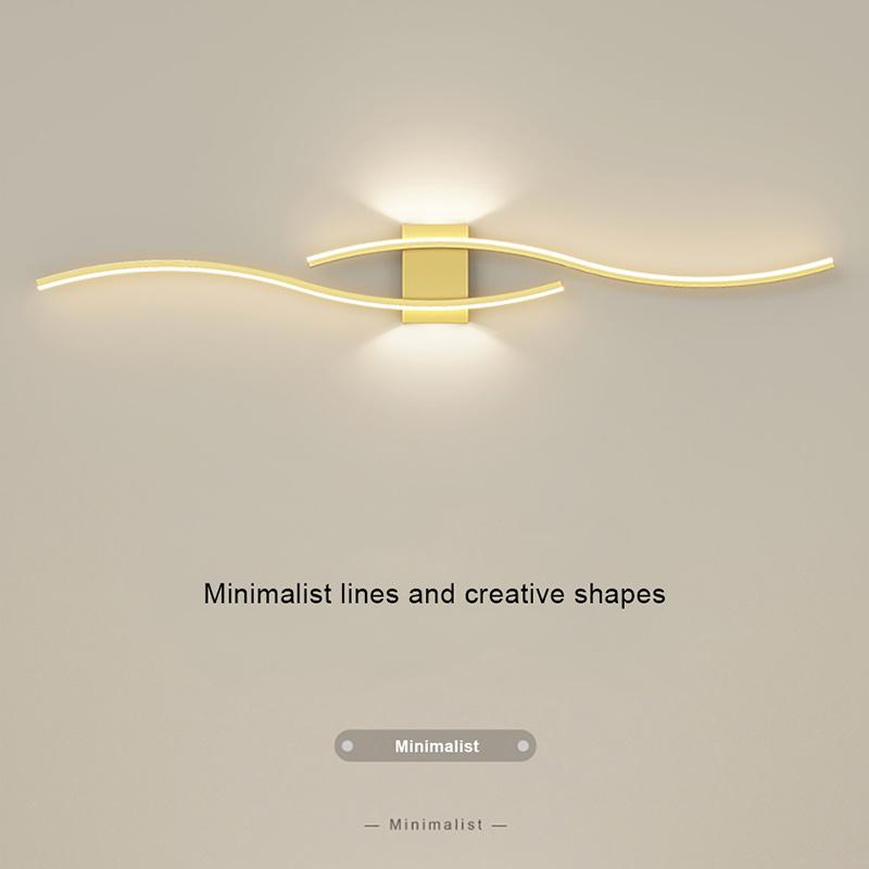 Modern LED Wall Light with Remote Control, Dimmable S-Shaped Design, 60/80cm Wall Mount Lamp for TV Background, Bedroom, Hallway Decor, Home Lighting, Decorative Lighting, LED Ambient Light