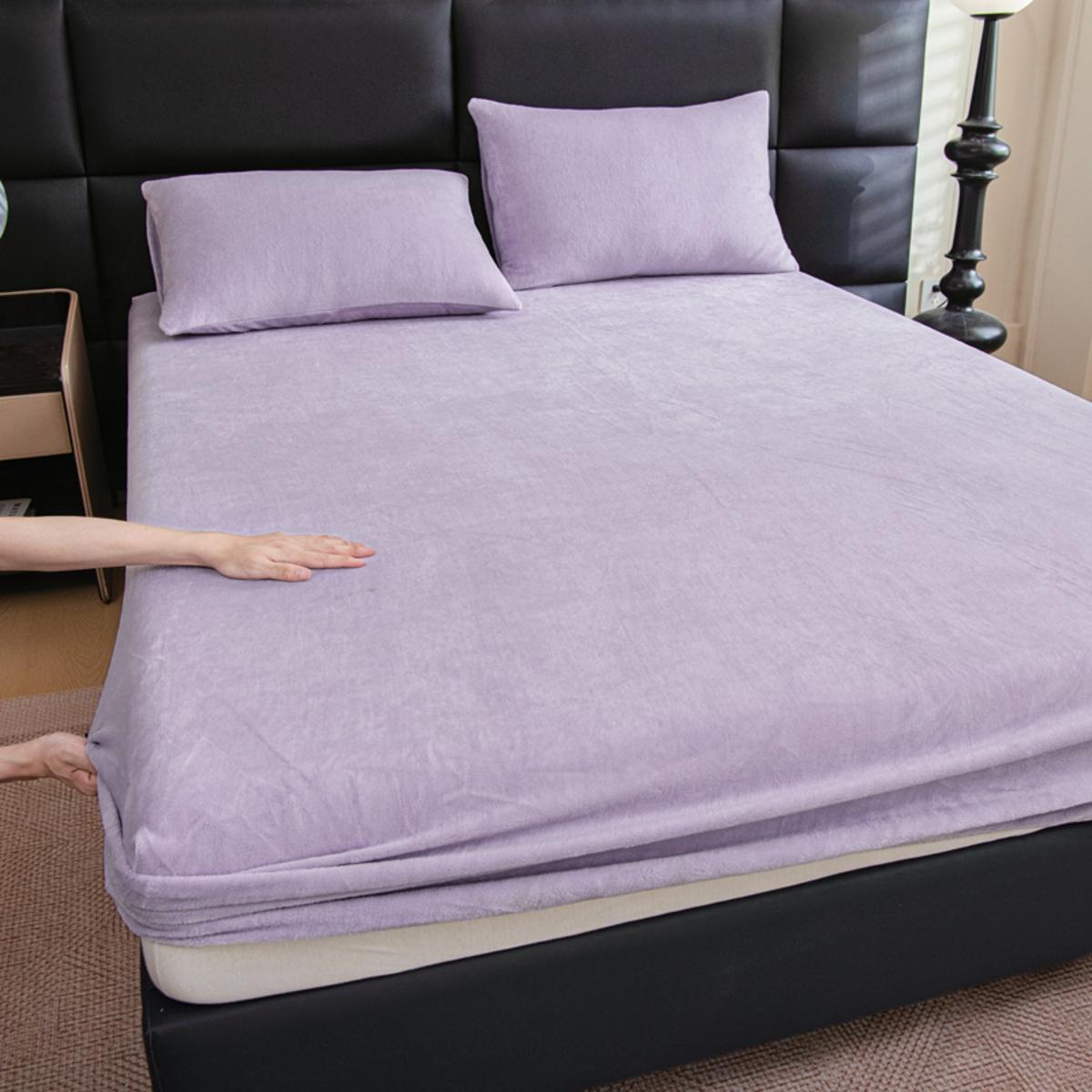 2pcs/3pcs Warm Solid Color Mattress Protector & Fitted Sheet Set – Includes 1 Deep Pocket Fitted Sheet + 2 Pillowcases, Soft Noiseless Breathable & Stain-Resistant, Machine Washable, Ideal for Bedrooms, Guest Rooms, Apartments, Dorms, and Homes with Kids,