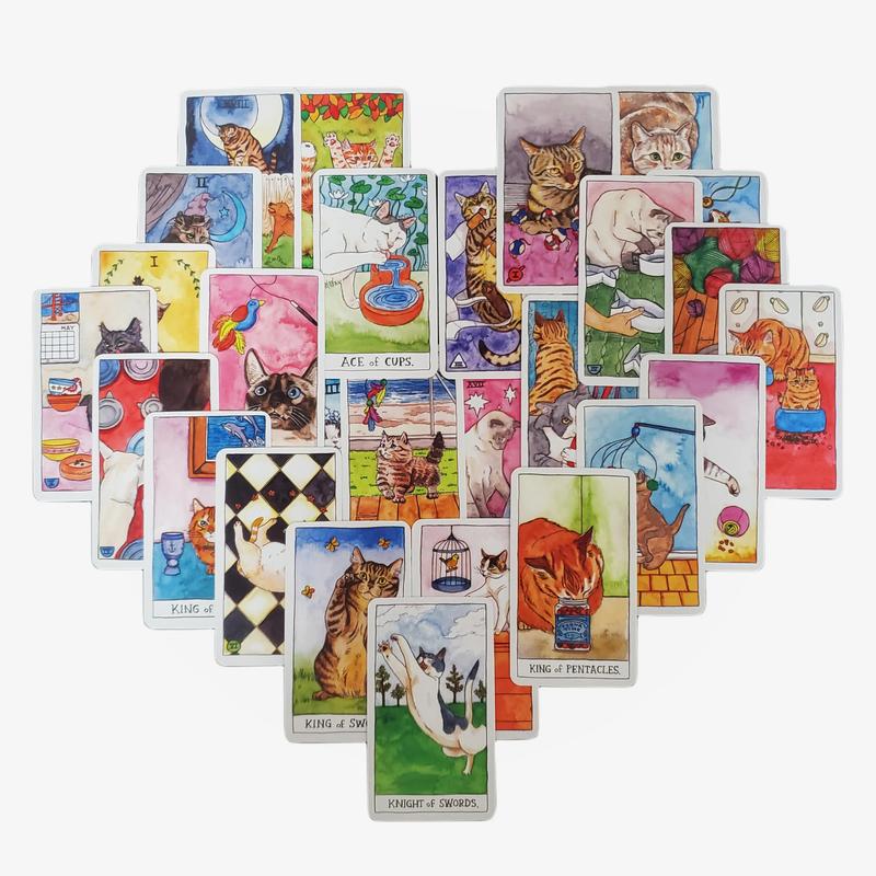 Cat Tarot 10.3x6cm Cute Cat Design English Cards A 78 Deck Visions Divination Edition Borad Games Holiday Party Playing Card