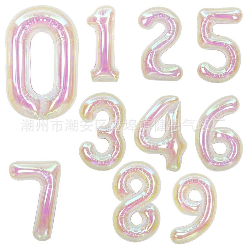 40inch transparent Iridescent Large Foil Number Balloons for Wedding Engagement Happy 1st Birthday Party Decorations Supplies