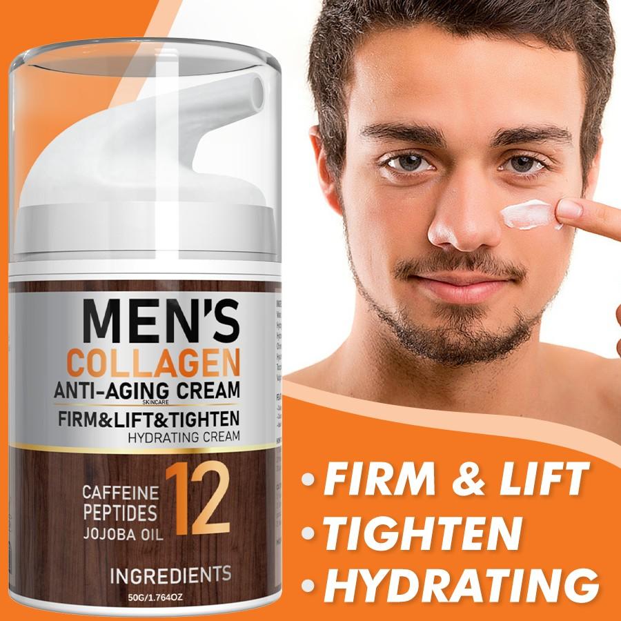 50G Men's Retinol Collagen cream,Moisturizer with Hyaluronic Acid and Caffeine Peptides Niacinamide Jojoba Oil Firms and Lifts,Make the skin look smoother,Alcohol-free, Suitable for All Skin Types,Suitable as a gift for father or husband