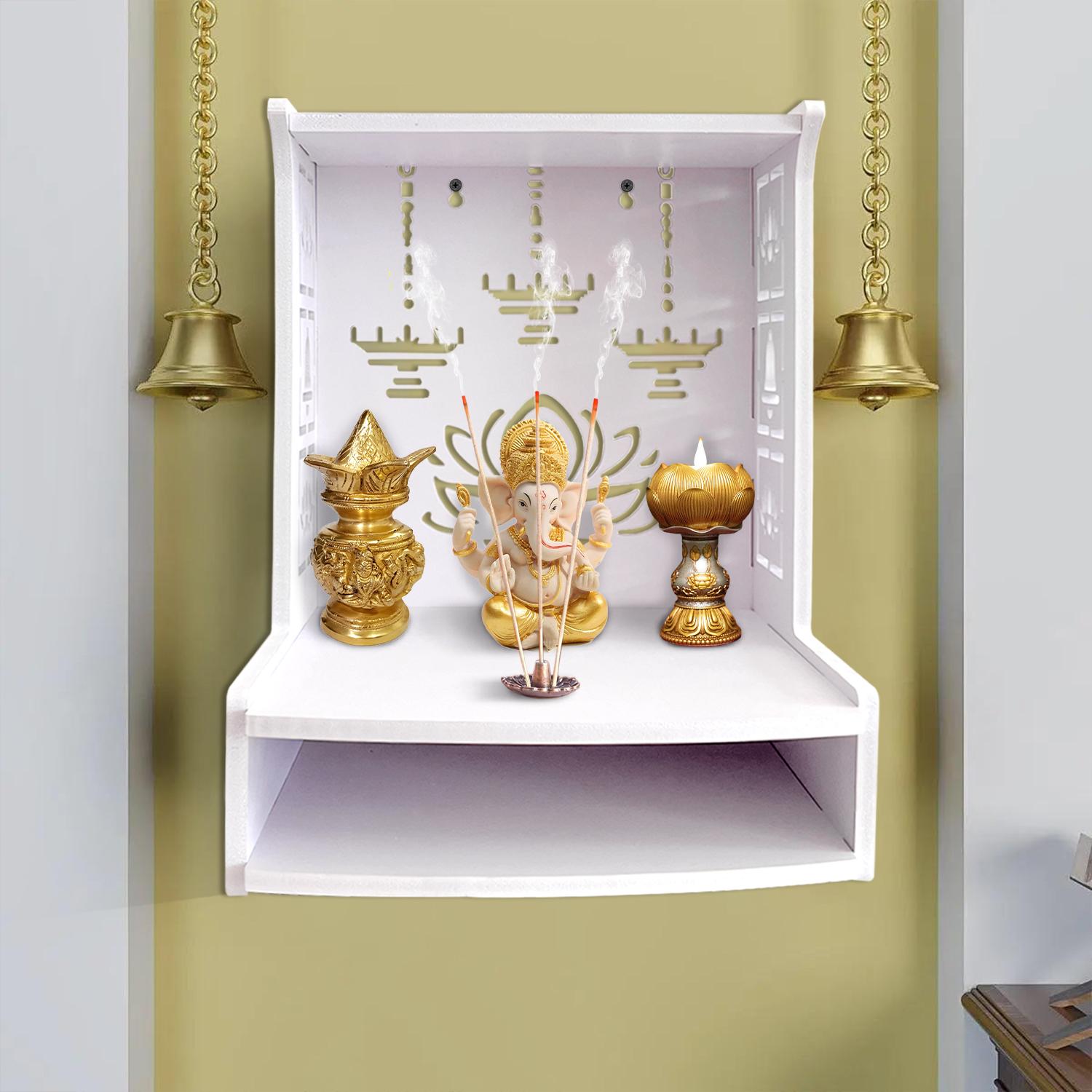 Modern PVC Wall-Mounted Temple, Pooja Mandir & Storage Rack, 12.6 Inch ...