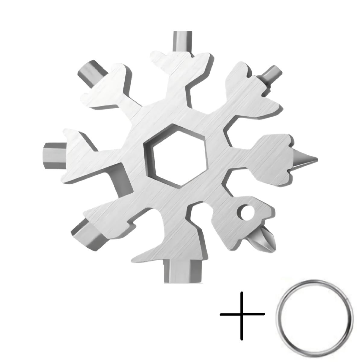 1 Pcs 18-In-1 Multi-Tool Snowflake Design, Stainless Steel Portable Wrench, Screwdriver & Bottle Opener, Essential Survival Tool for Outdoor Adventures