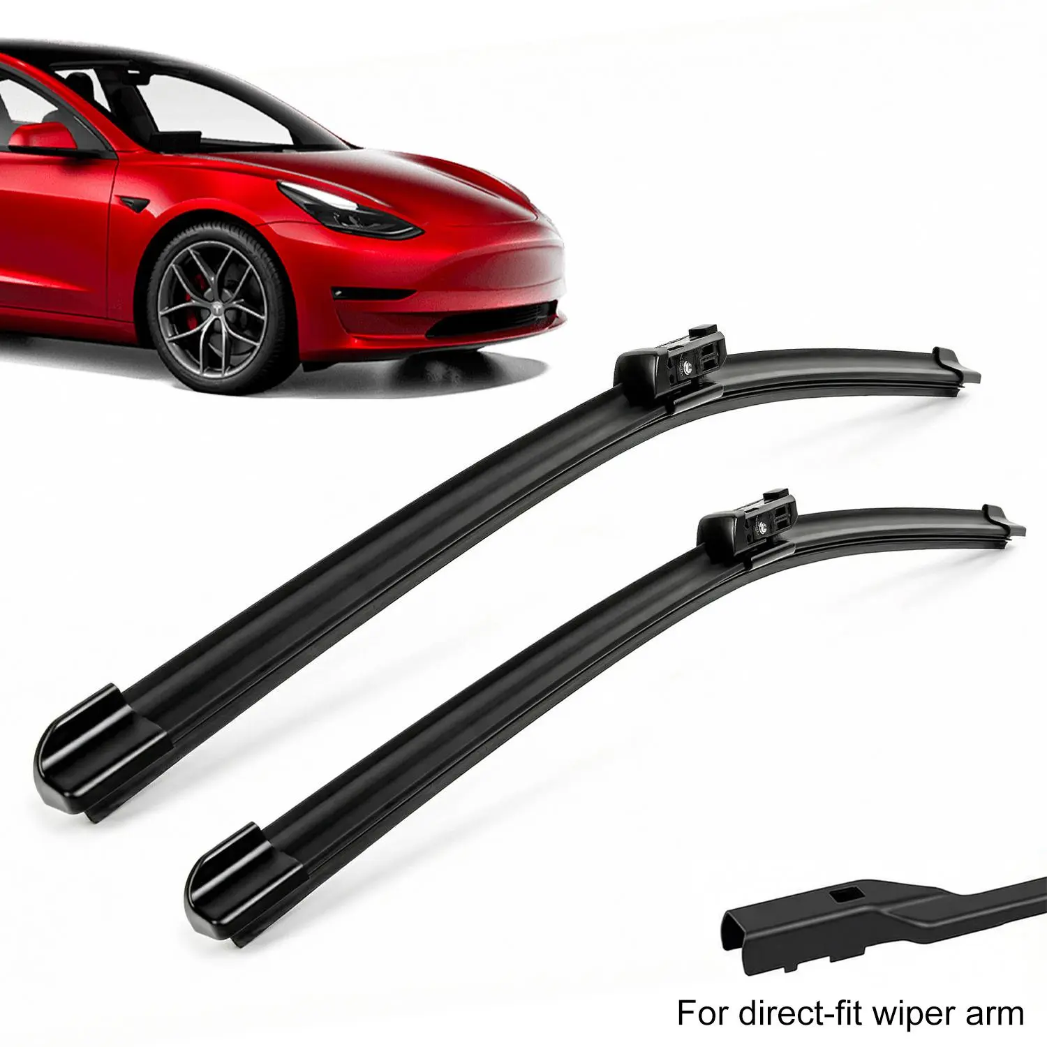 2-Pack Windshield Wiper Blades for Pinch Tab and J-Hook Arms, Automotive Replacement Wipers for Clear, Smooth Wiping