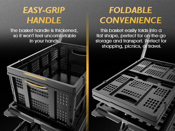 TOOLIOM Heavy-Duty Collapsible Utility Cart, 198Lbs Capacity Folding Trolley with 2 Removable Baskets, Adjustable Aluminum Frame & Quiet Rubber Wheels for Grocery Shopping, Office, Camping and Home
