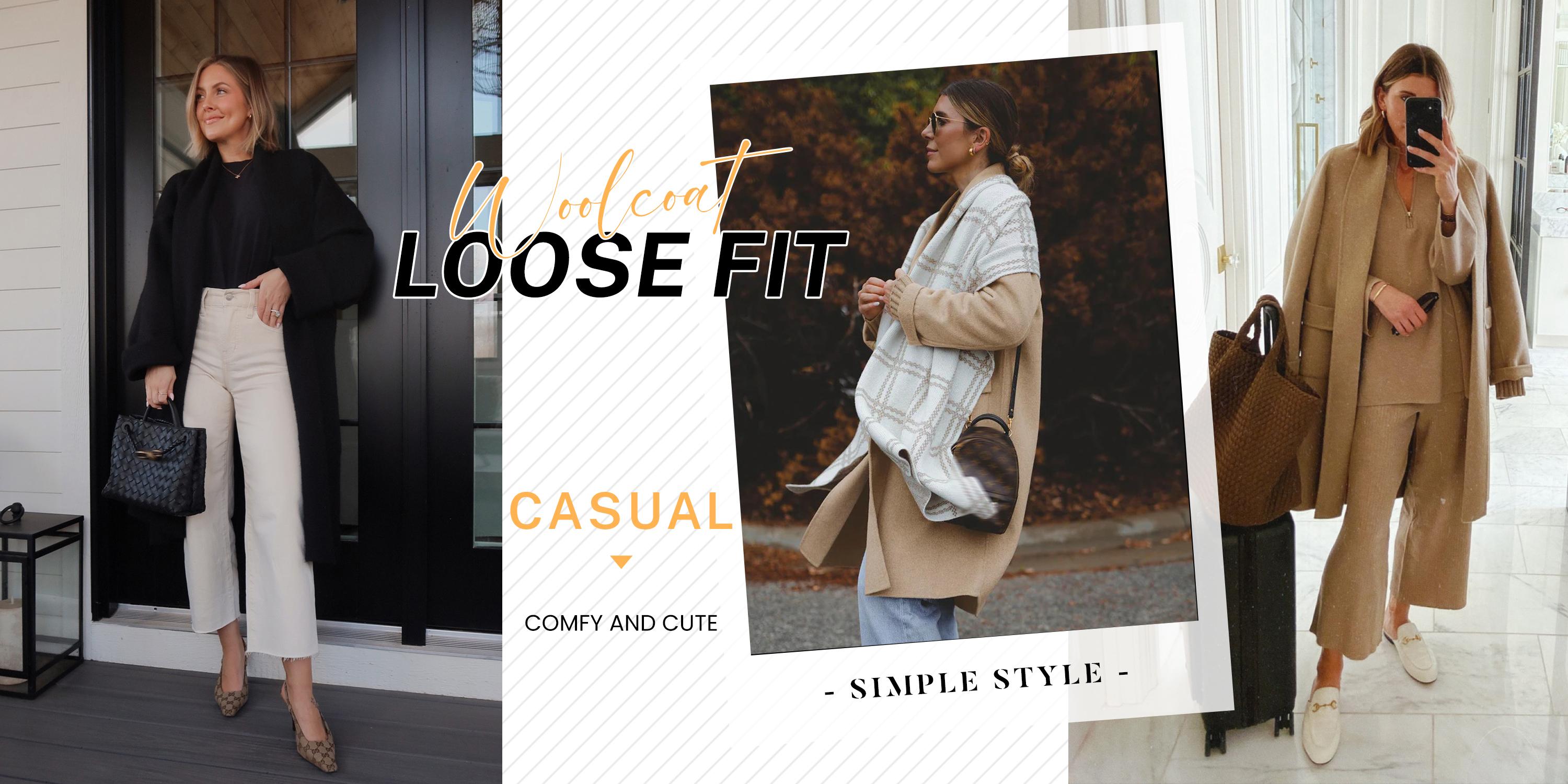 UANEO Women's Long Cardigan Wool Coat Open Front Pockets Warm Lapel Jacket Coat