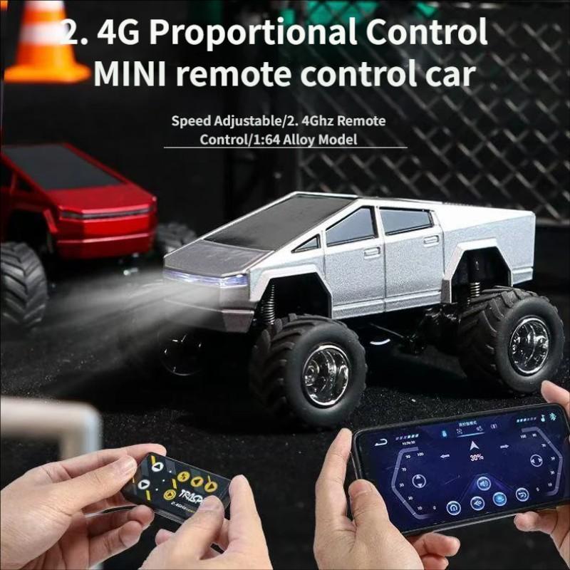 Tesla Pickup Remote Control Off-Road Vehicle, 1:64 Scale, High-End Alloy Plastic Anti-Drop Design, USB Rechargeable, Kids Holiday Gift