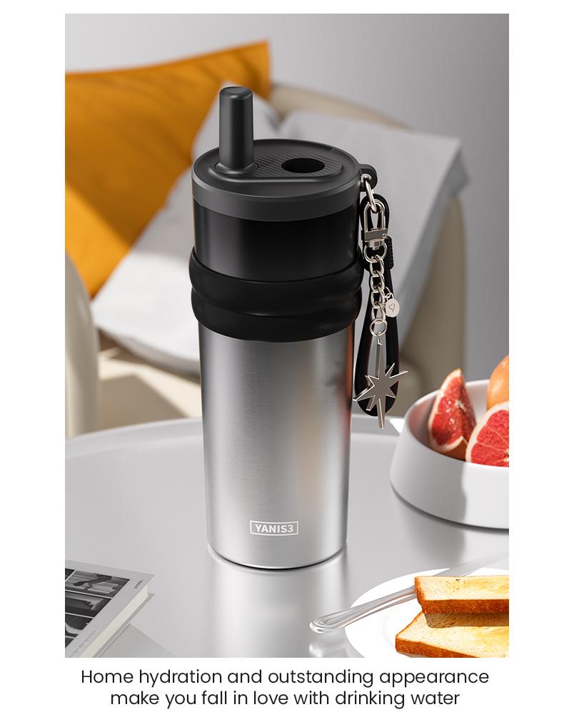 YANIS 3 Large-capacity Outdoor High-visibility Style Ladies and Gentlemen Universal Fashionable Picnic Insulated Cup-C003 Drinkware Flasks 550ml 316L Inner Liner Portable Tumbler Mug Bottles Bottled C003-White Water Bottles