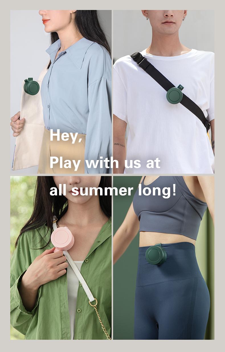 Mini Wearable Waist Fan – 360° Rotating Bladeless Airflow, USB or Battery Operated, Hands-Free Cooling for Hiking, Farming, and Camping