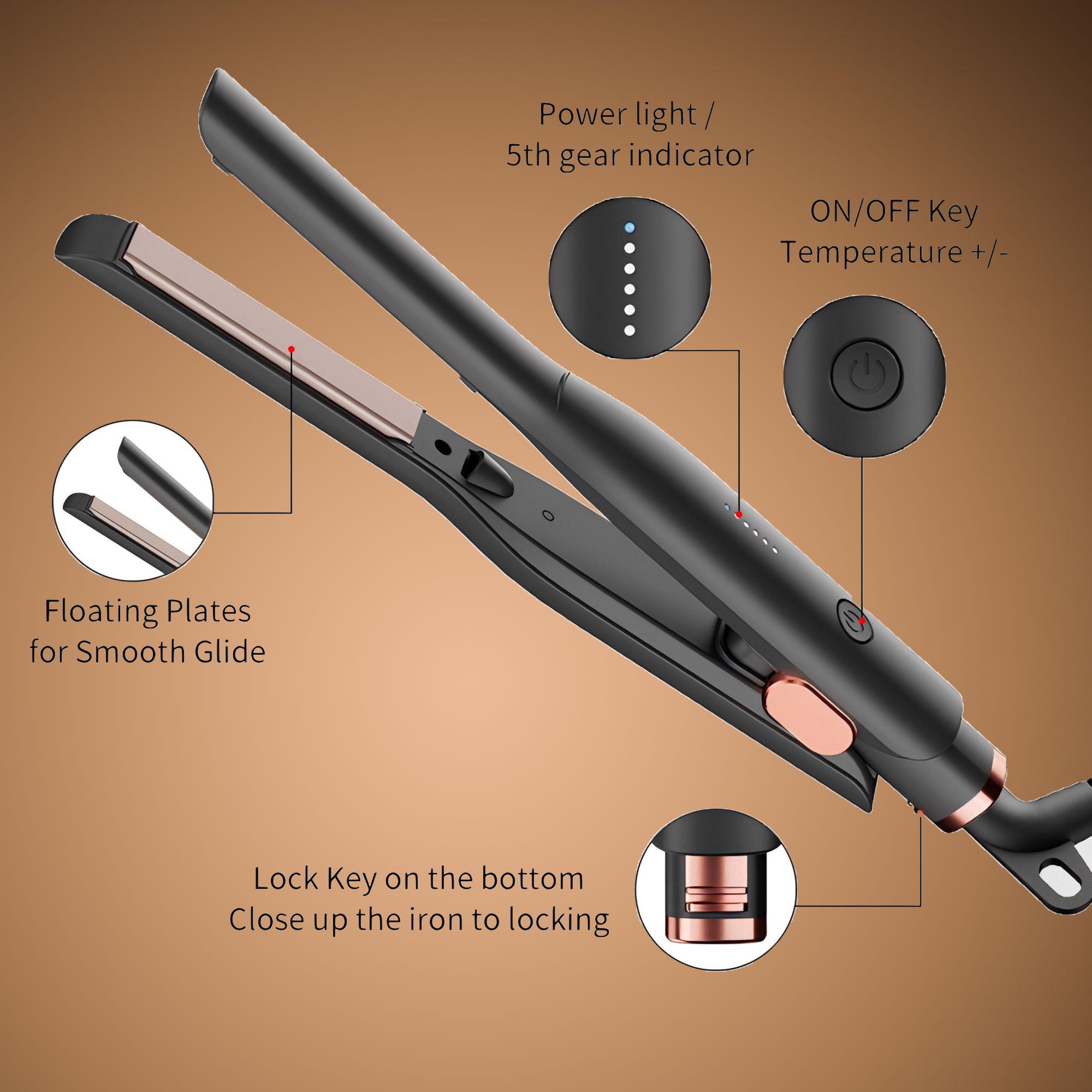 Portable Mini Hair Straightener, Straight and Curly Two-in-One Styling, Hair Styling Tool, Flat Iron for Short Hair