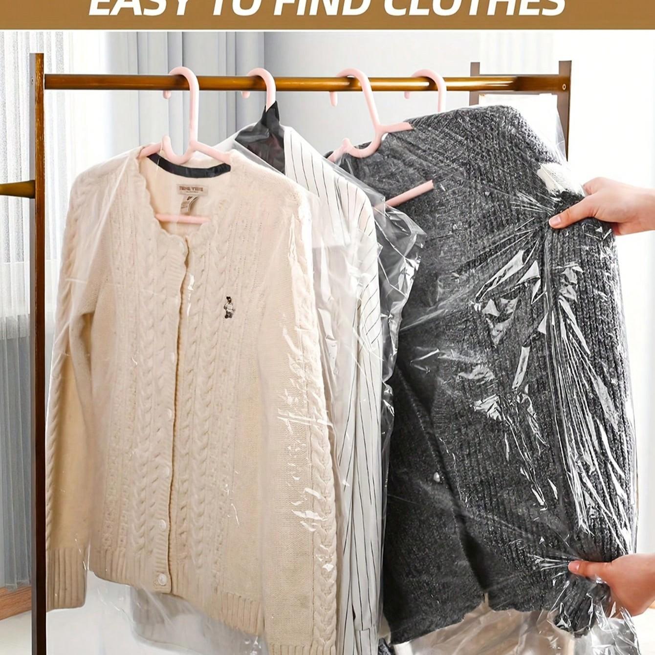 20/50pcs Transparent Plastic Bags for Dry Cleaning Stores, Dustproof Hanging Clothing Bags, Clothes Storage Bag, Home Shop Use, 6 Sizes Available