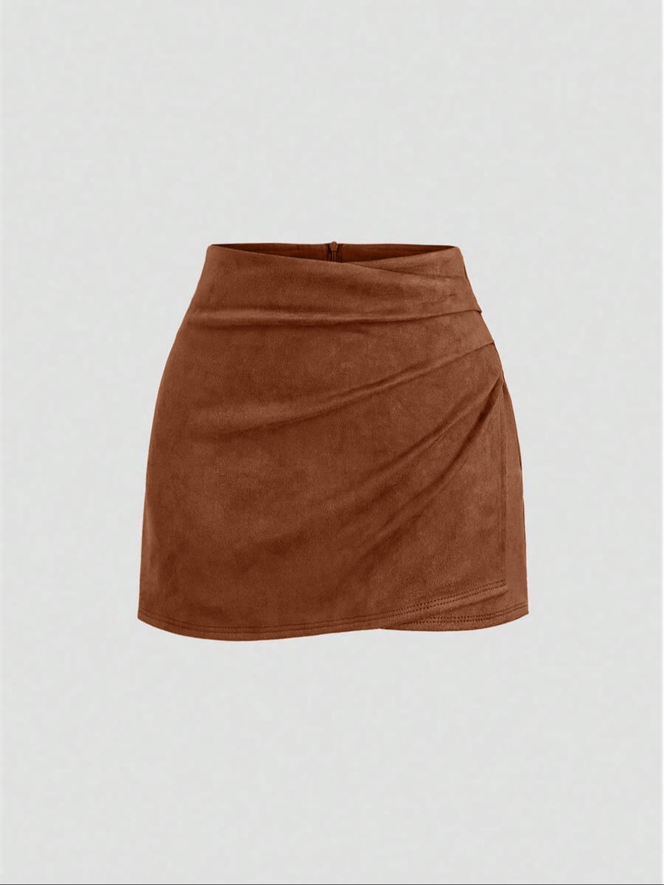 Women's Knit Vintage Italian Melange Color Pleated Fitted Bodycon Short Skirt, Fashionable Casual All Season Wear, Perfect for Daily Parties, Aesthetic