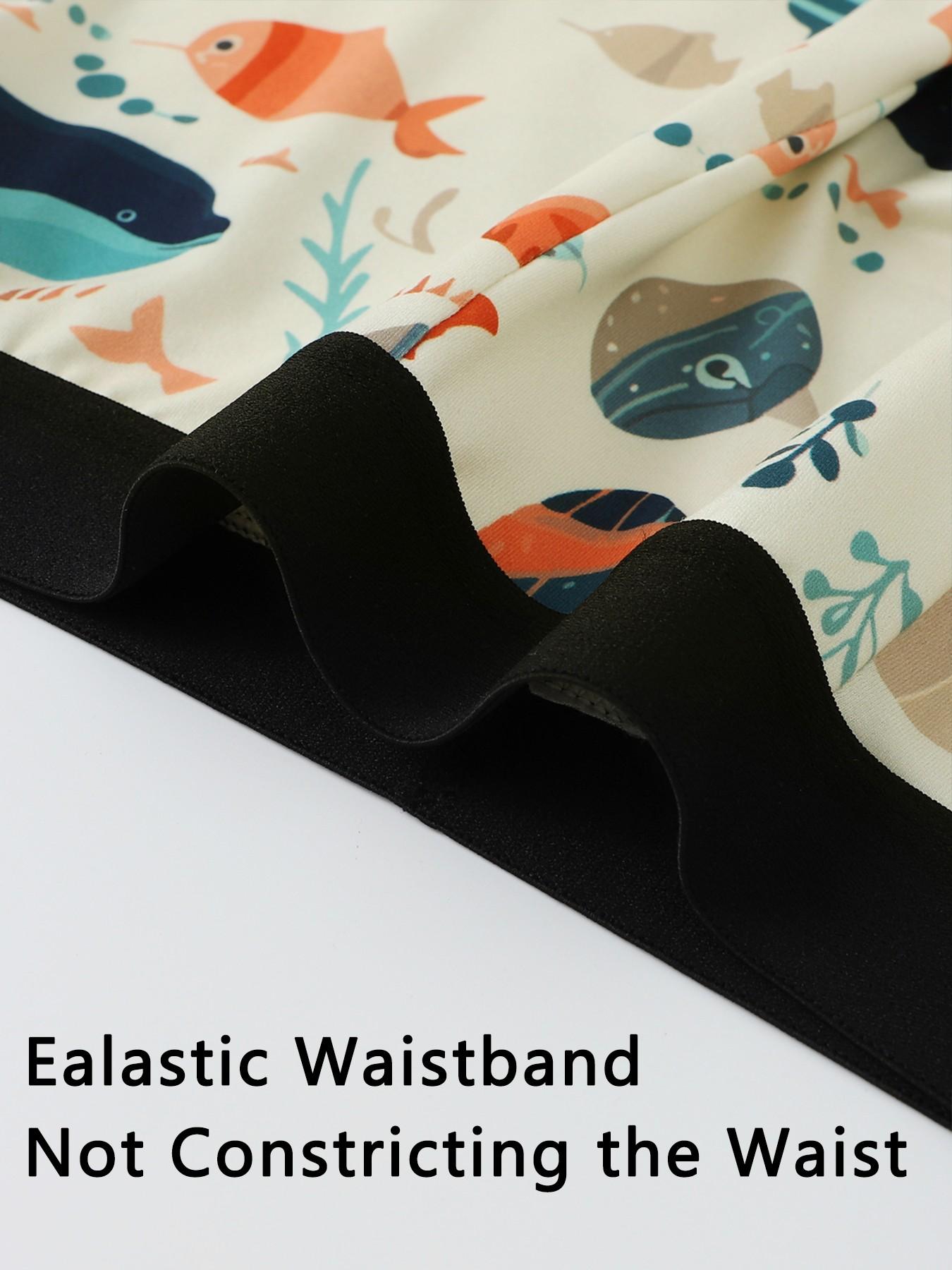 4-piece marine-style men's underwear | Marine life print pattern | Soft and well-shaped