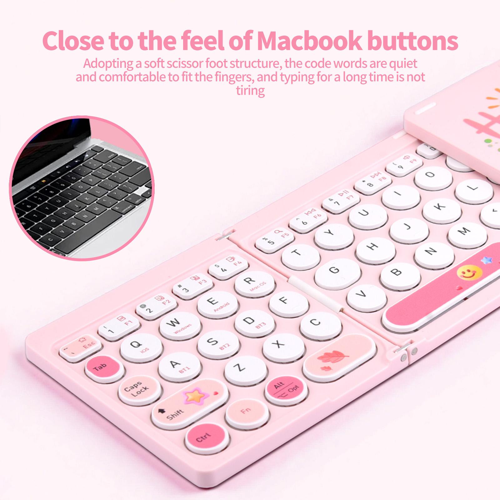 MOFii 1 Pc Z3 Pink Foldable Bluetooth Keyboard with Touchpad, Rechargeable, Cute iPad Tablet Essential for Girls, US Qwerty