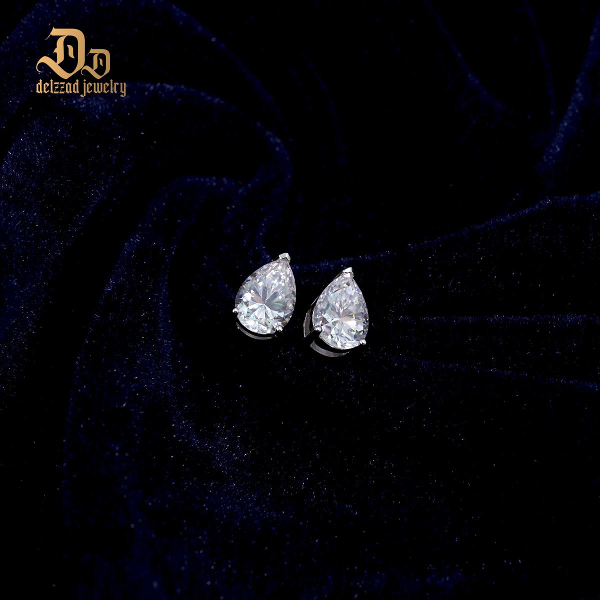 Delzzad Pear Cut Stud Earrings Lab-Created Moissanite Stud Earring S925 Sterling Silver Moissanite Jewelry Perfect Birthday Mother’s Day Christmas Gift for Men Women Wedding Set