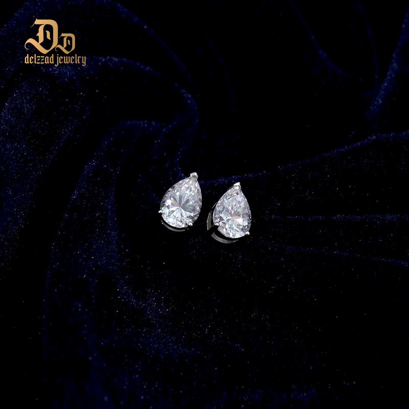 Delzzad Pear Cut Stud Earrings Lab-Created Moissanite Stud Earring S925 Sterling Silver Moissanite Jewelry Perfect Birthday Mother’s Day Christmas Gift for Men Women Wedding Set