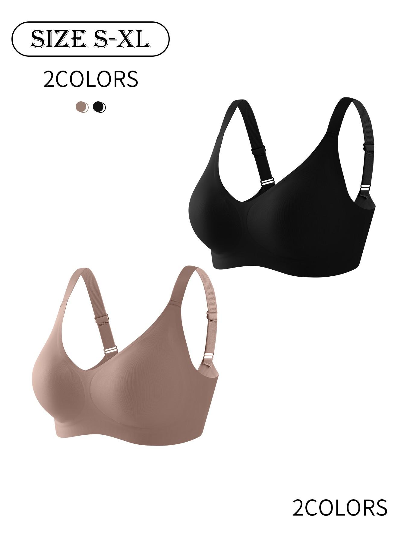 2 pack / 6 colors, high-quality women's seamless jelly bra, four rows of three hooks, push-up and lift, adjustable sports vest, suitable for daily wear, parties, yoga, comfortable, breathable and skin-friendly, women's underwire-free bra.