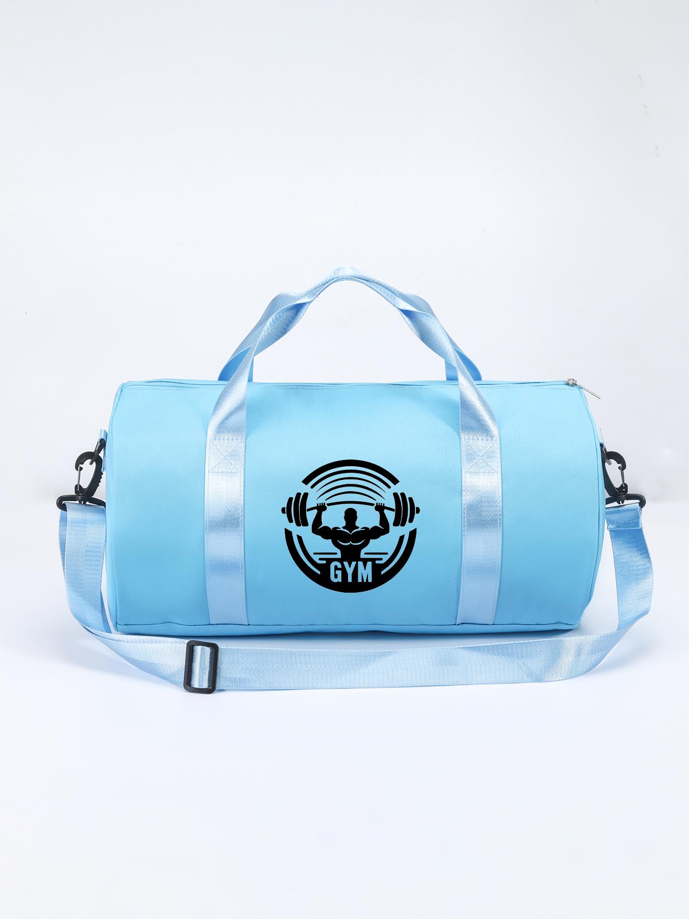 Gym Weightlifting Muscle Print Round Fitness Bag, Large Capacity Sporty Backpack, Handheld Crossbody Travel Bag, Versatile Two-In-One Design