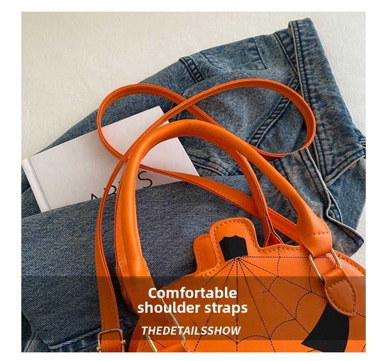2026 New Halloween Pumpkin Bag, Contrast Color Simple Handbag, Funny Novelty Shoulder & Crossbody Bag for Women