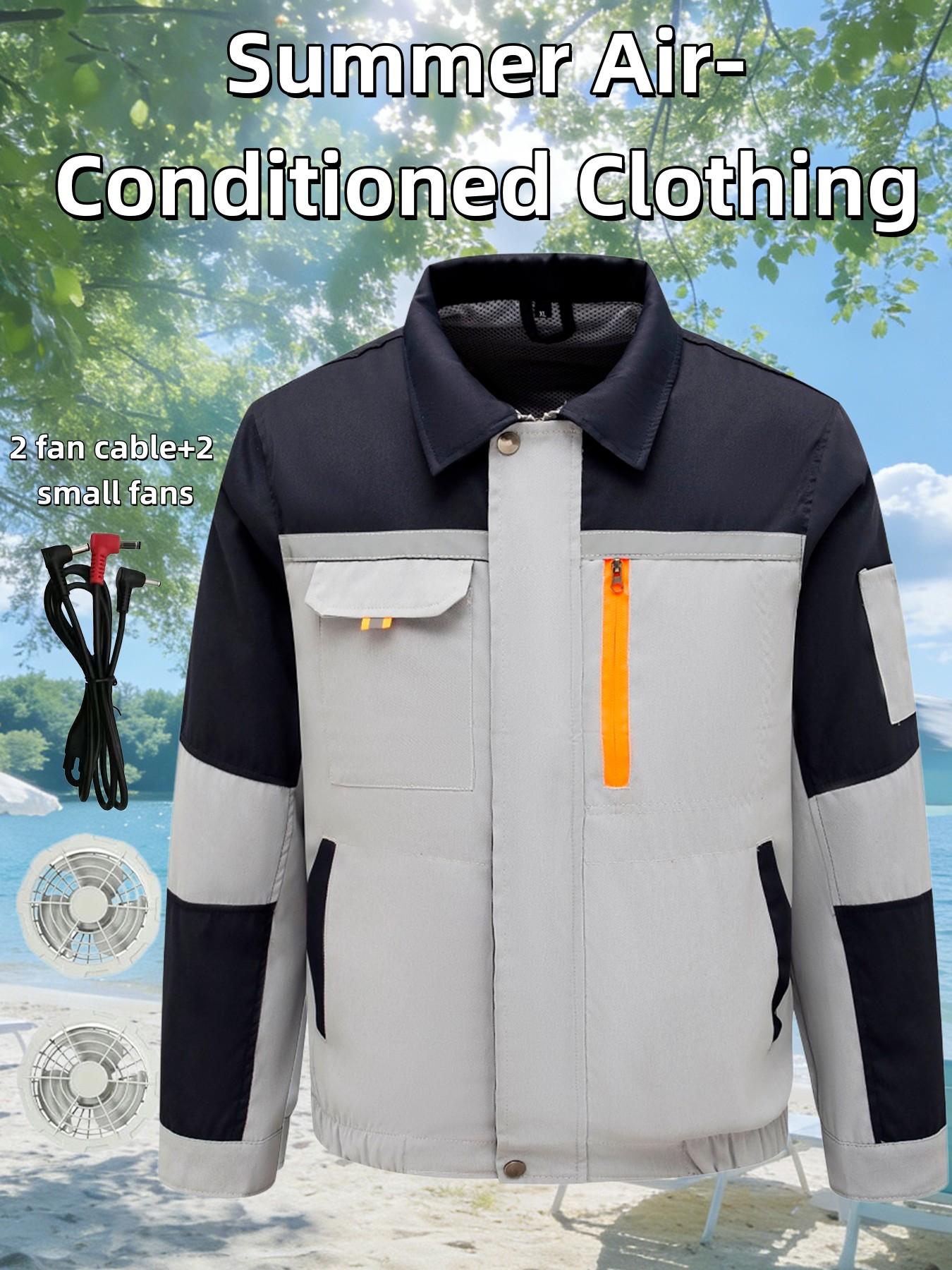 Men's Summer Cooling Shirt Set with Dual Fans, Quick Cool Down for Outdoor Work, Ideal for High-Temperature Scenes, All-Day Comfort