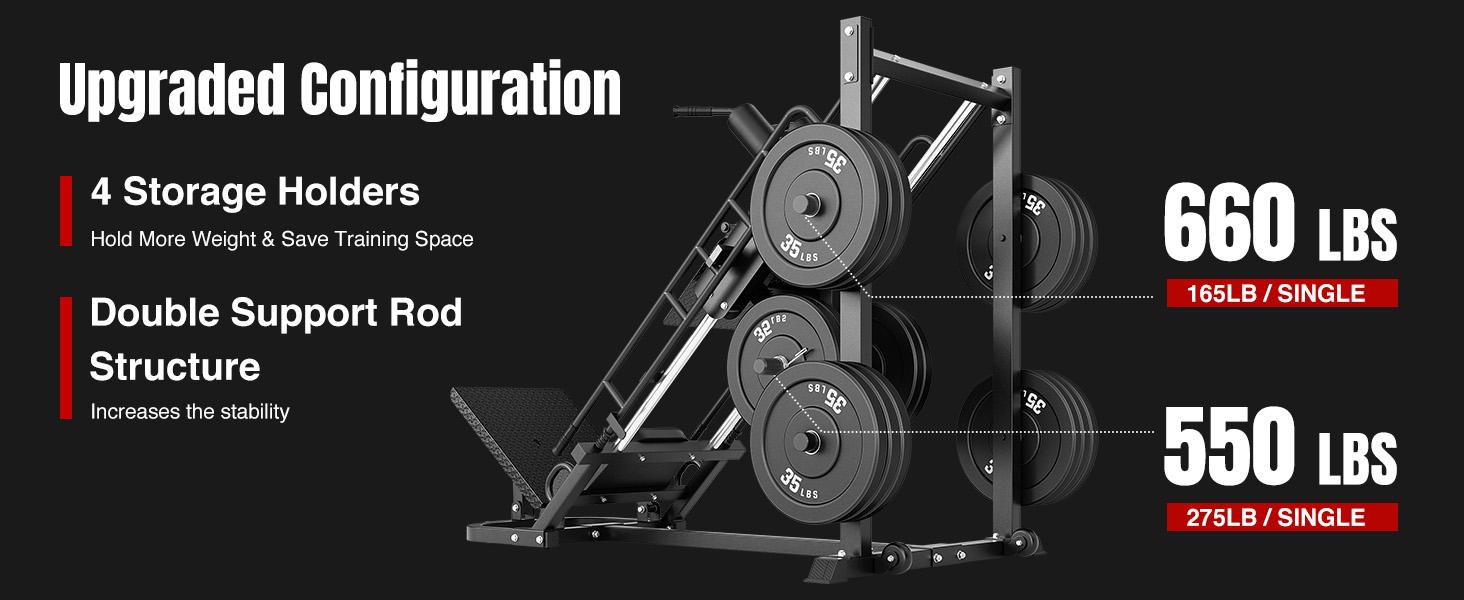 Dripex Leg Press Machine – Home Gym Leg Press & Hack Squat Combo, Adjustable, Roller Bearing, 4 Weight Plate Holders for Full Lower Body Workout