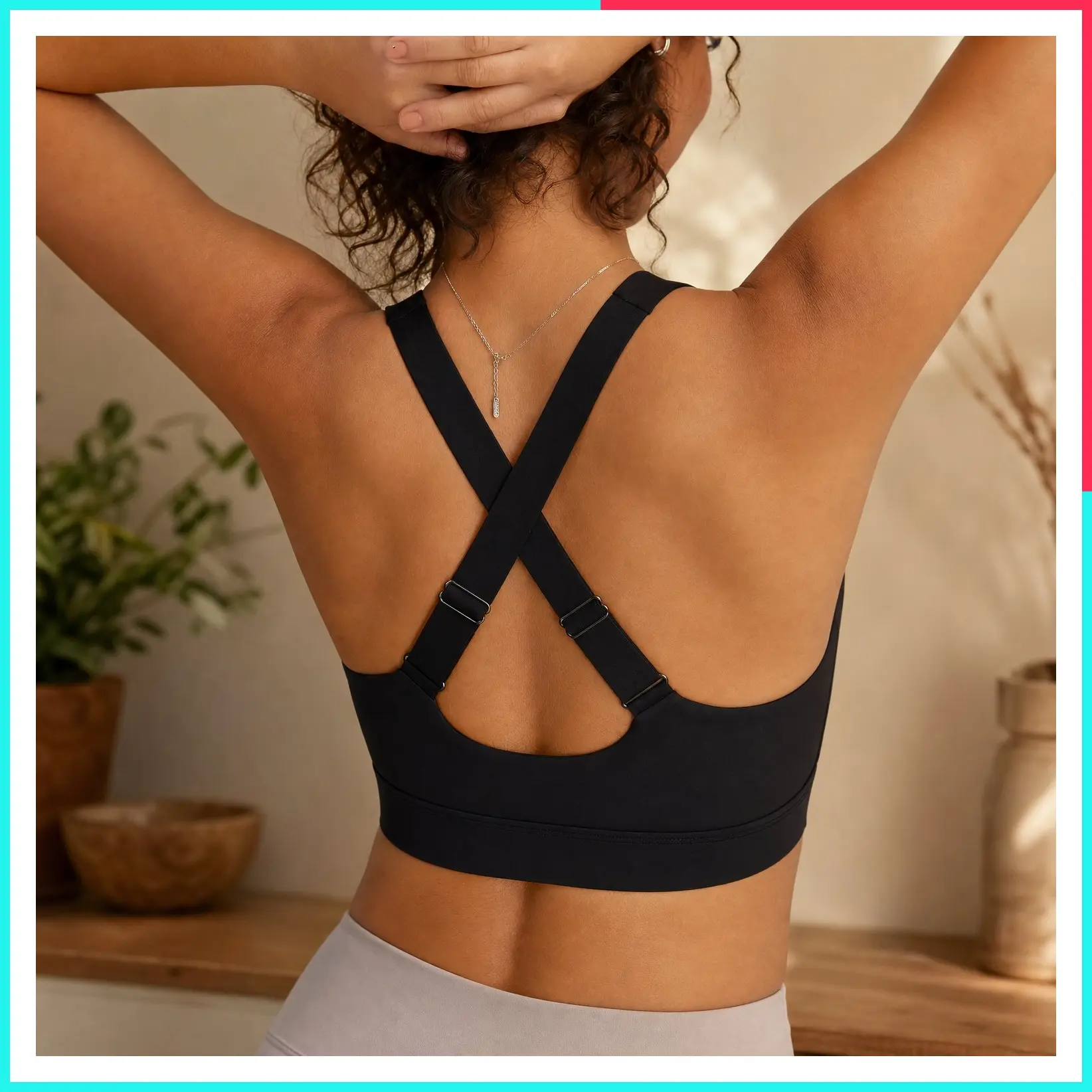 High Impact Sports Bras for Women, Adjustable Straps High Support Workout Bra with Sewn-In Pads