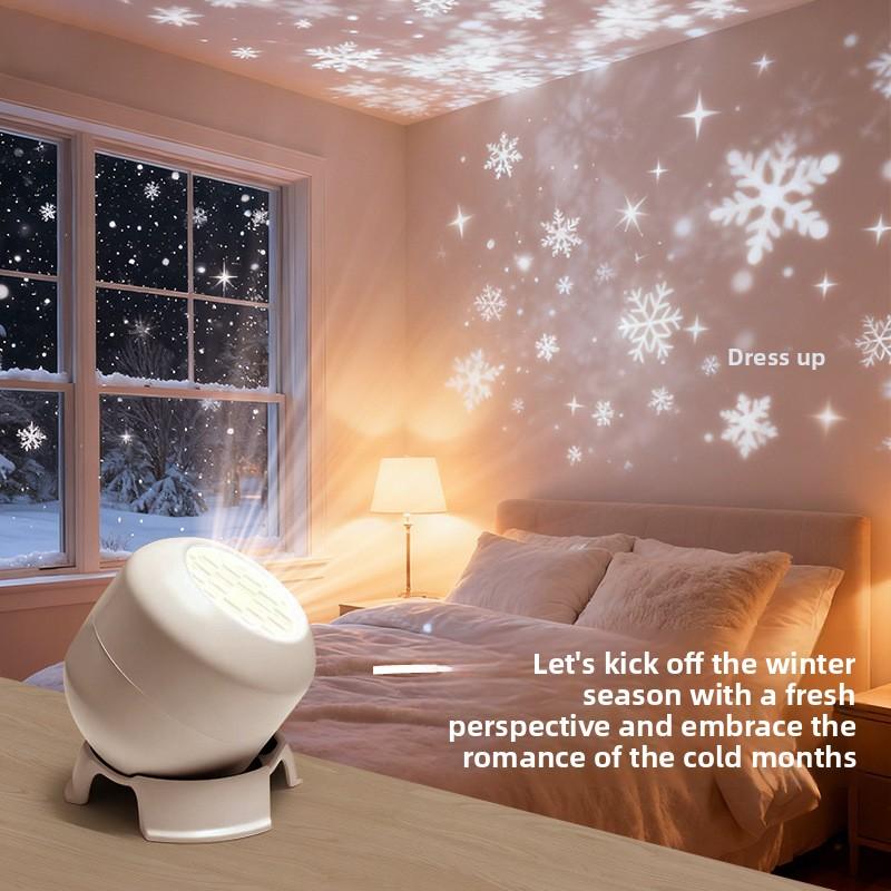 LED Projection Desk Lamp Snowman Christmas Pattern, Dynamic Rotating Holiday Decoration Light, Bedroom Room Atmosphere Laser Projector Gift, Bedroom Led Lights