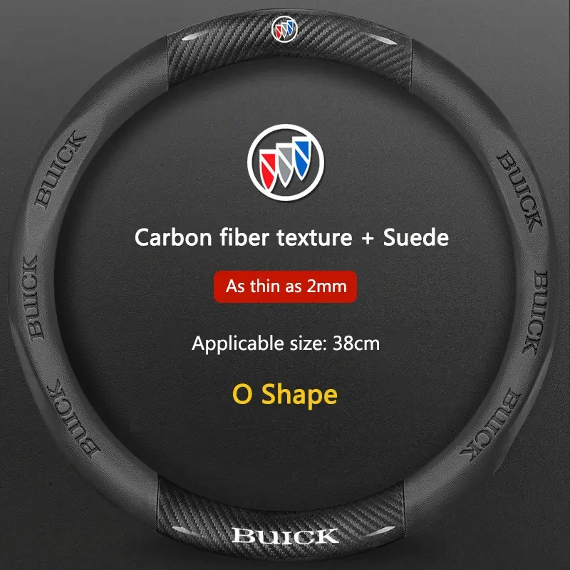 38cm Carbon fiber Microfiber Car Steering Wheel Cove For Buick Century Excelle XT Envision Excelle GT Verano Regal LaCrosse Park Avenue Envista GL8 Car Accessories