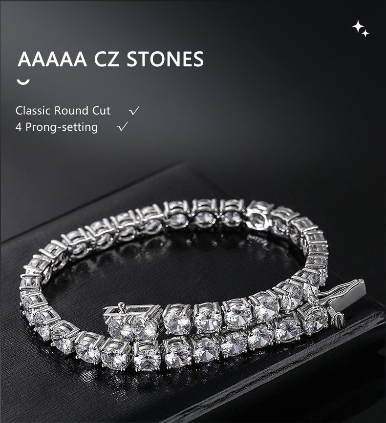 [5A+ Cubic Zirconia] GEMSME Copper 2-6MM Round Cut Waterproof Tennis Bracelet Tennis Anklet Tennis chain for Men Woman Classic Couple Barcelets Anniversary Birthday Engagement Gift High Quality Unisex Hiphop Style