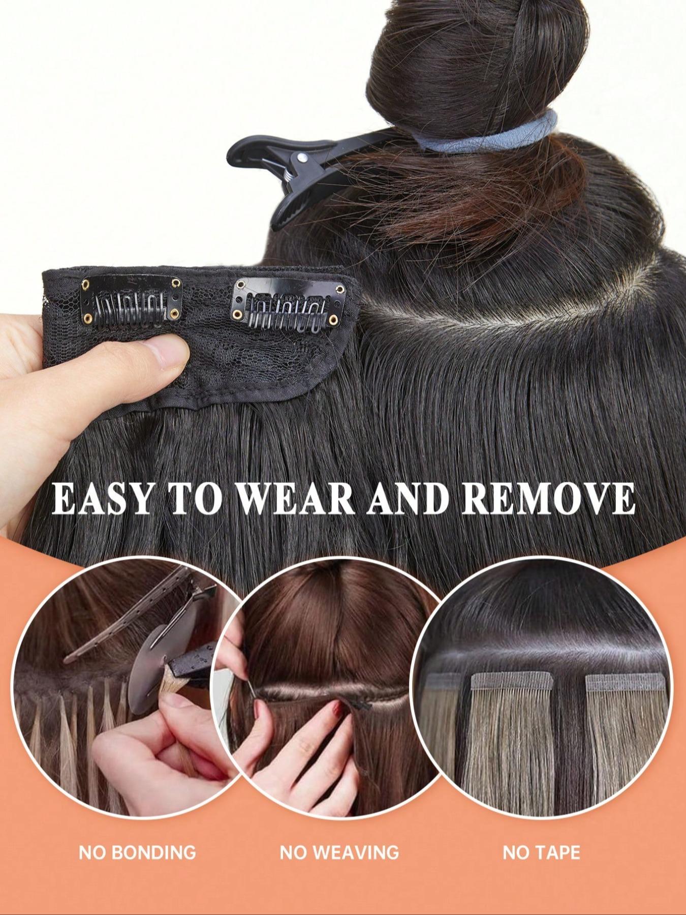 Clip in Hair Extensions, 6 PCS Natural & Soft Synthetic Wavy Hairpieces Fliace Clip in Hair Extensions - 20 Inch Dark Brown Wavy  main image 2