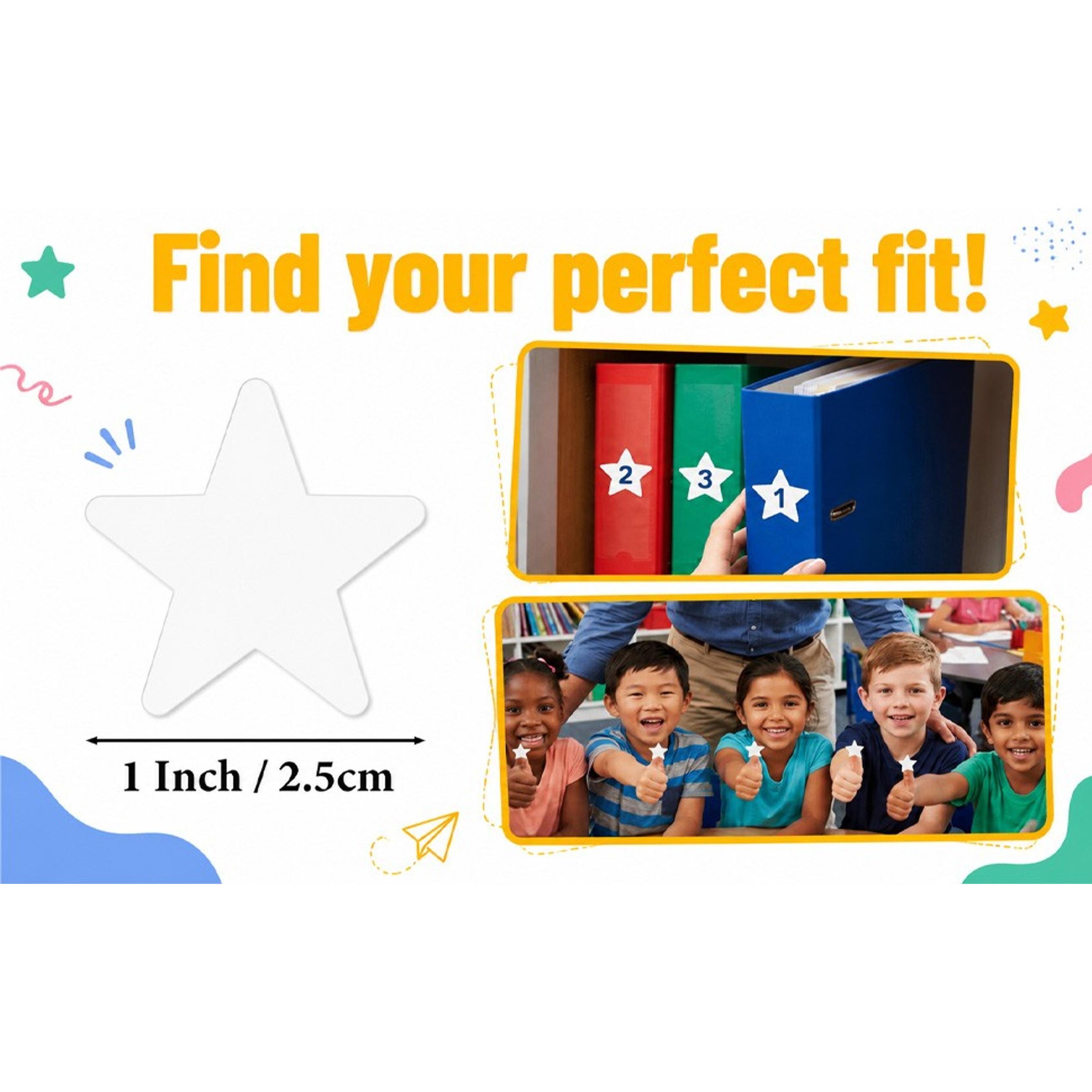 White Star Stickers Roll, 500 PCS Small Star Stickers 1 Inch Self-Adhesive Stars Labels, Waterproof Removable Stars Labels for Reward Children Teacher Business Crafts
