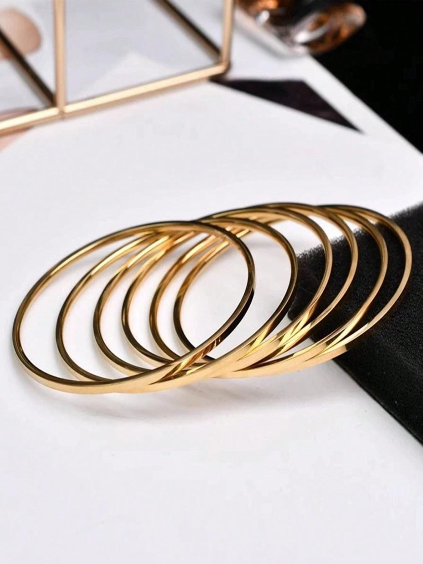 Elegant Stackable Bracelet Set, Minimalist Fine Gold Bracelets, 1/3/5/7 Pieces, Daily & Party Wear Accessories