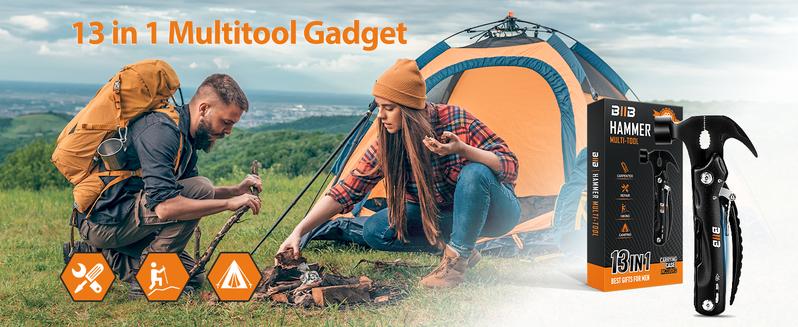 BIIB Valentines Day Gifts for Him,  12 in 1 Hammer Multitool Gifts for Men, Mens Valentines Day Gifts for Boyfriend Husband, Birthday Gifts for Men, Mens Gifts for Dad, Camping Essentials Gear Tools
