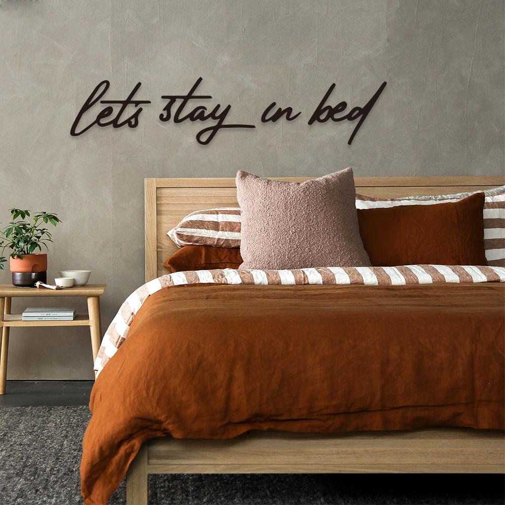 "4pc Let's Stay In Bed"" Metal Wall Art - Rustic Iron Crafted Decor - For Home Decoration - Perfect Housewarming Gift"